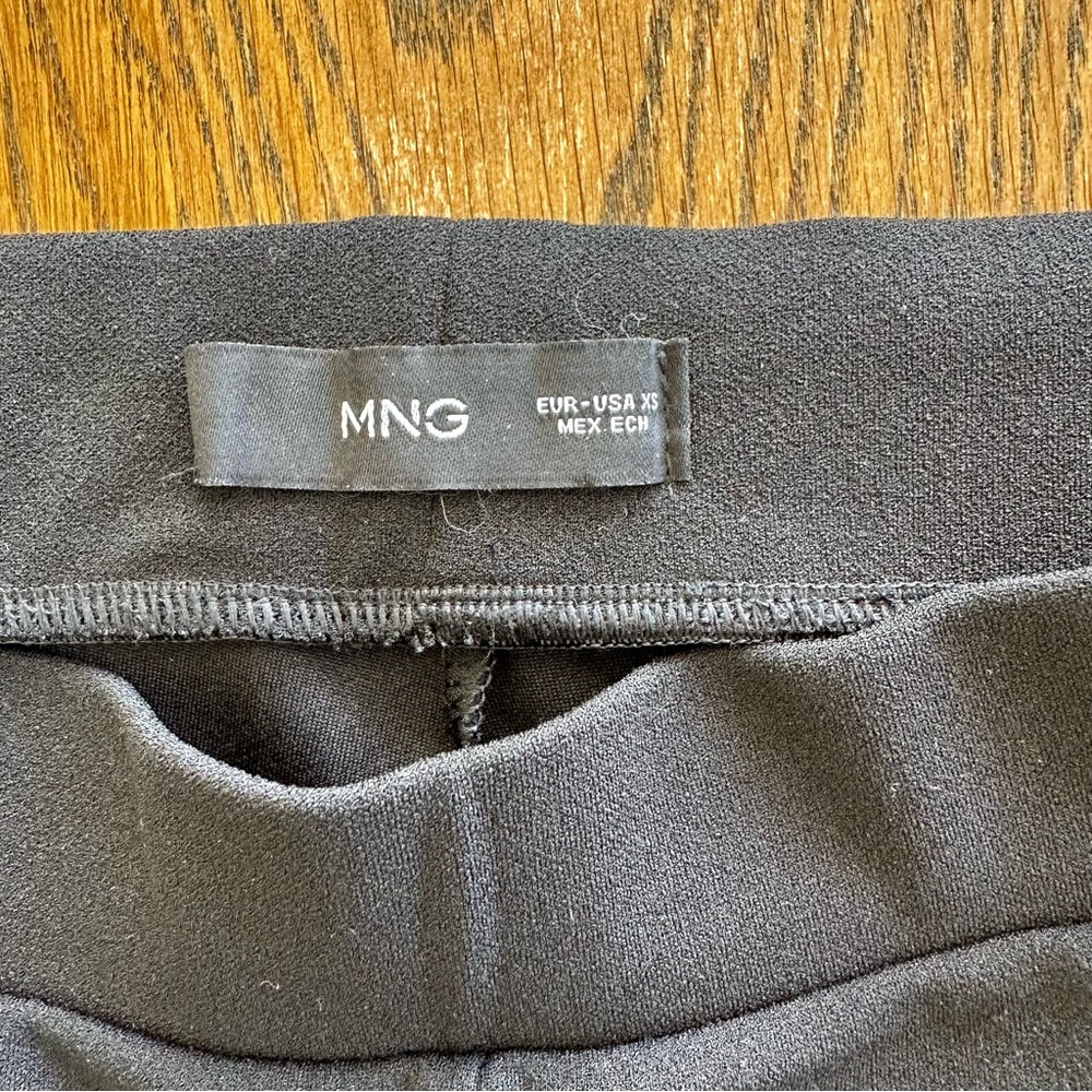 MNG Black Pants Center Detail Elastic Waist Wide Leg Workcore Whimsigoth Classic - Picture 6 of 13